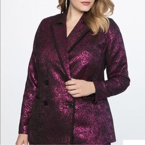 Elloquii Pink Brocade Double Breasted Party Blazer Size 20 Holiday New Year